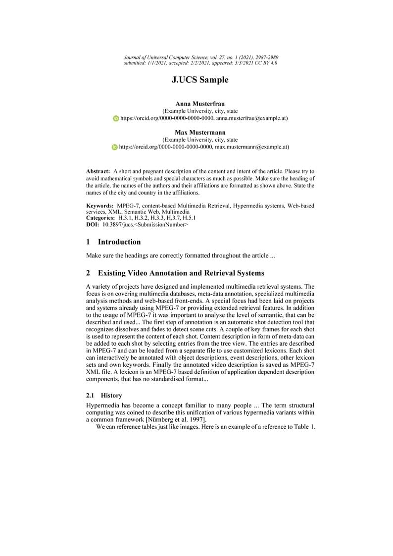 J.UCS Article Template Latex V5