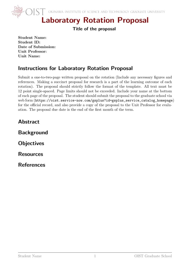 OIST LaTeX Template: Lab Rotation Proposal