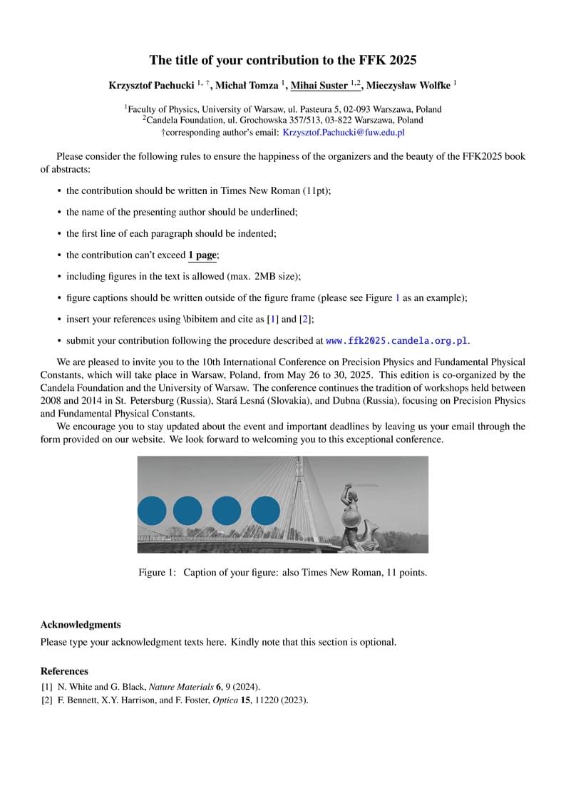 Abstract template for FFK'2025