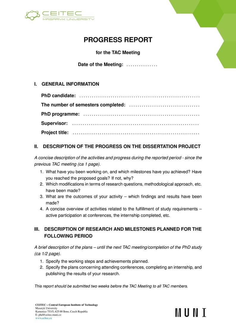 CEITEC TAC Progress Report