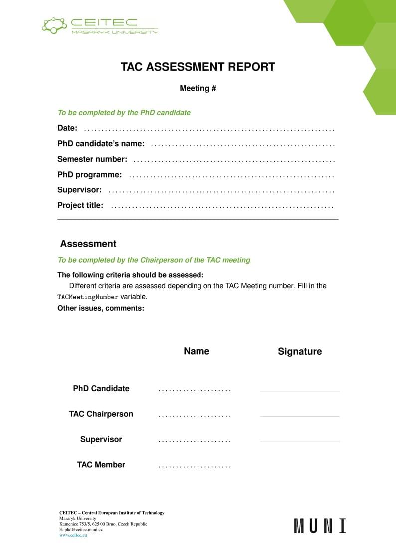 CEITEC TAC Assessment