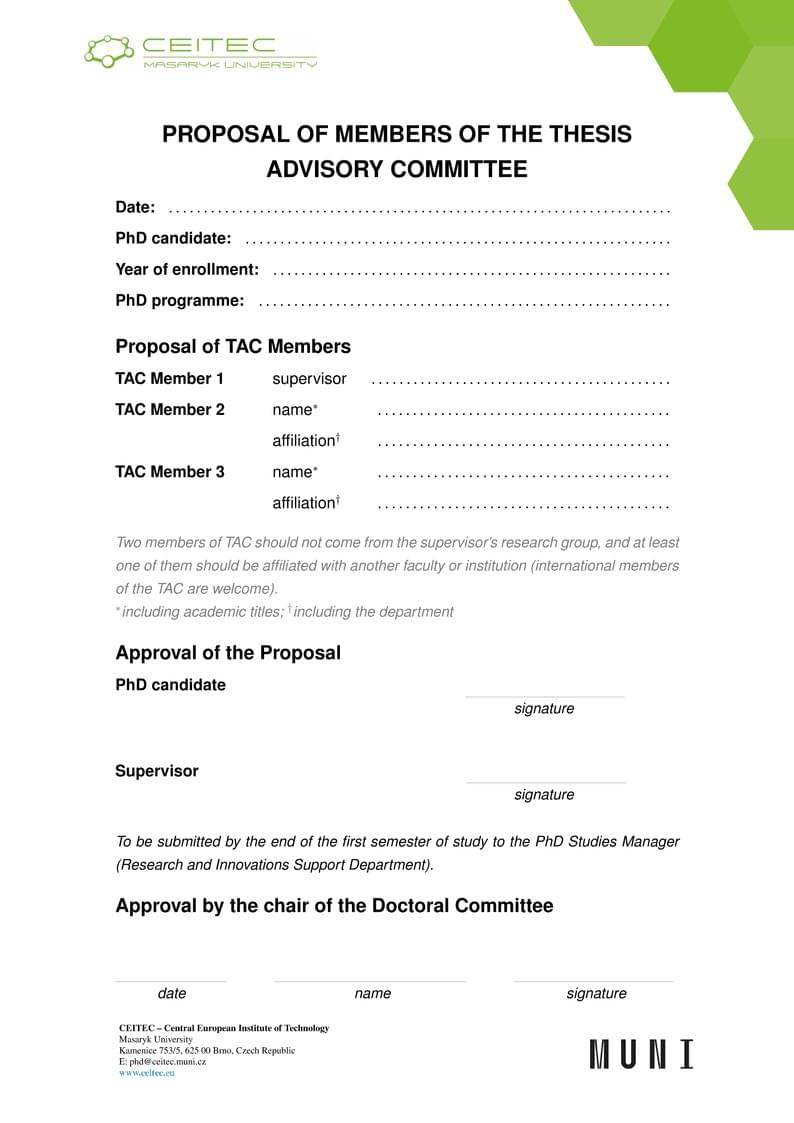 CEITEC TAC Members Proposal