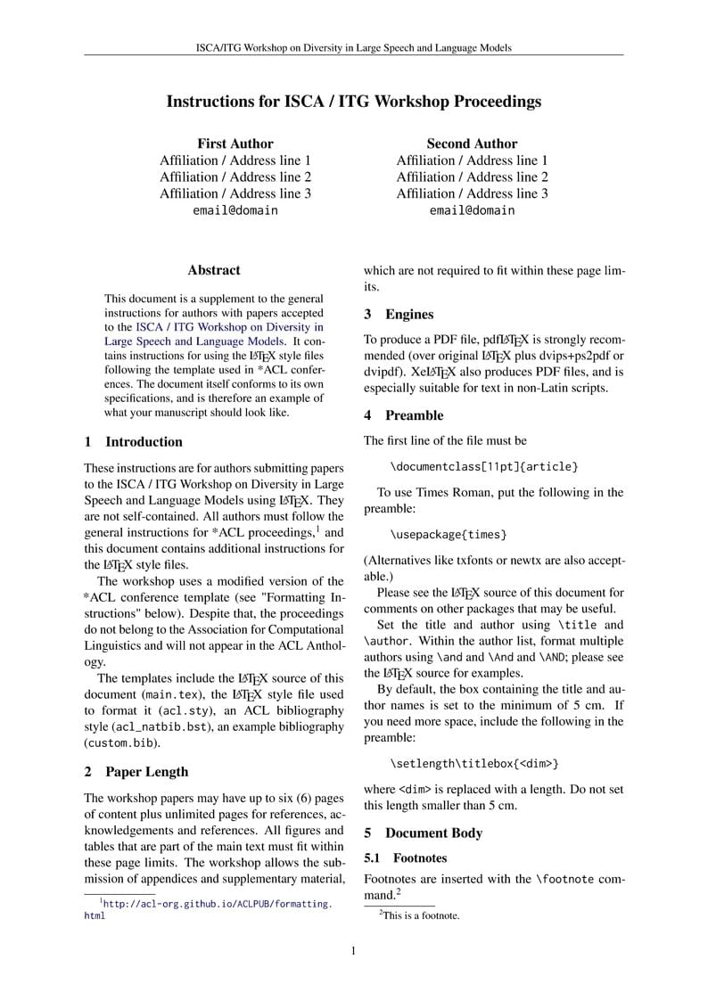 ISCA-ITG Workshop on Diversity in Large Speech and Language Models – Template