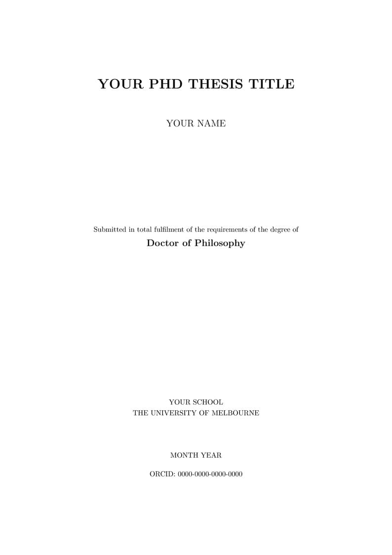 University of Melbourne PhD Thesis Template