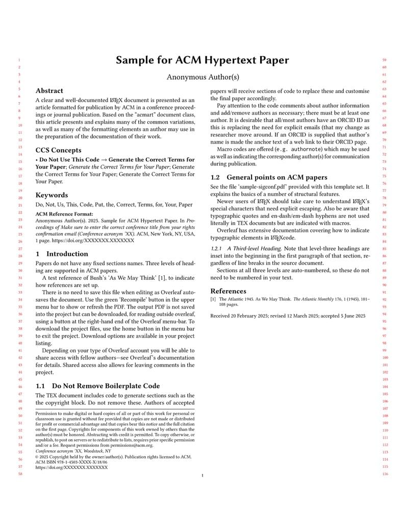 ACM Hypertext 2025 Conference Template