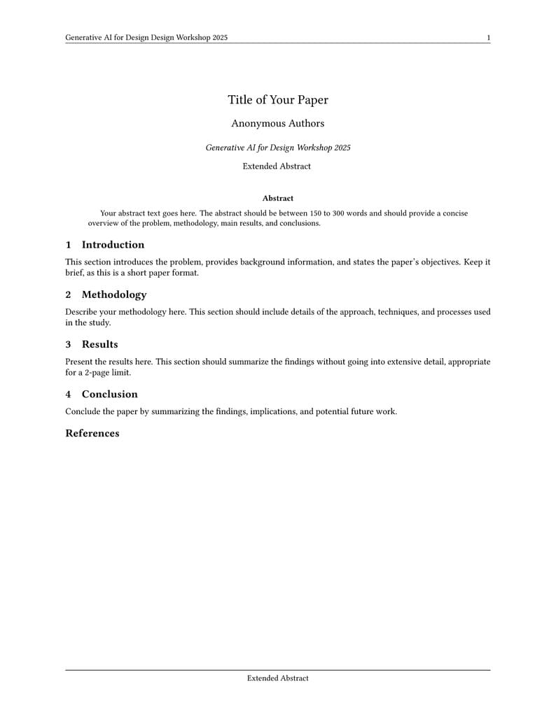 GenAI4Design Workshop 2025 Template