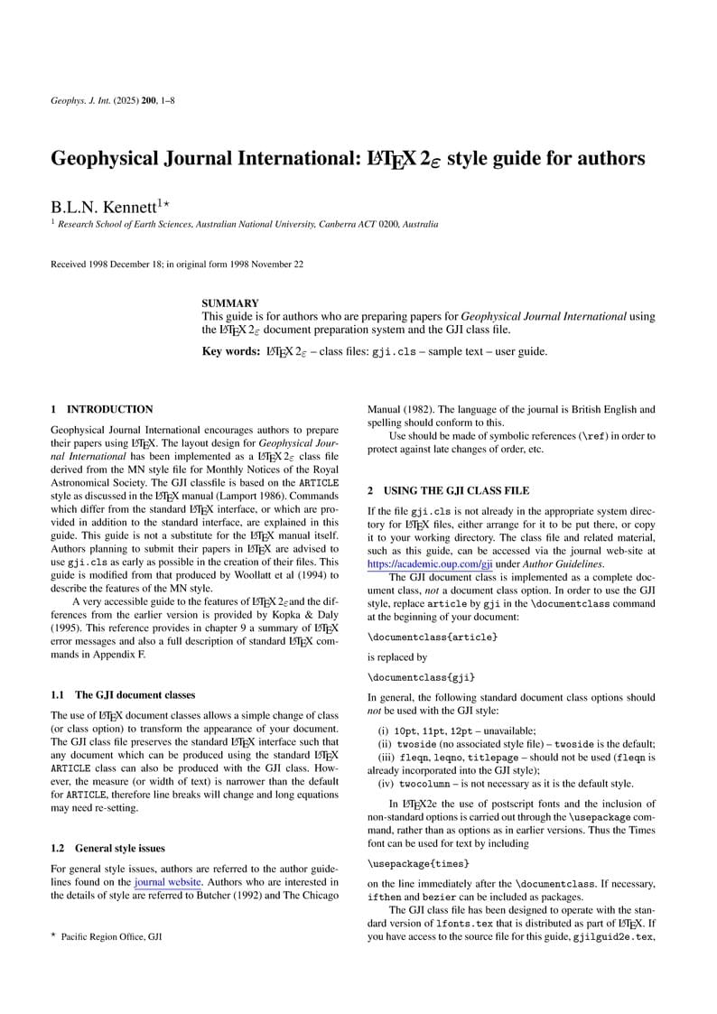 Template for Geophysical Journal International (GJIRAS)