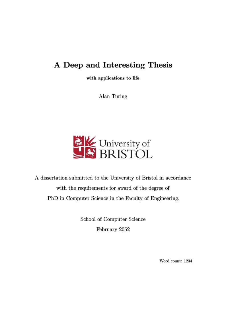 University of Bristol Thesis Template