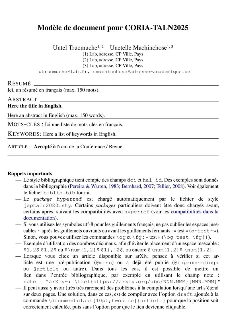 Modèle de document pour CORIA-TALN 2025