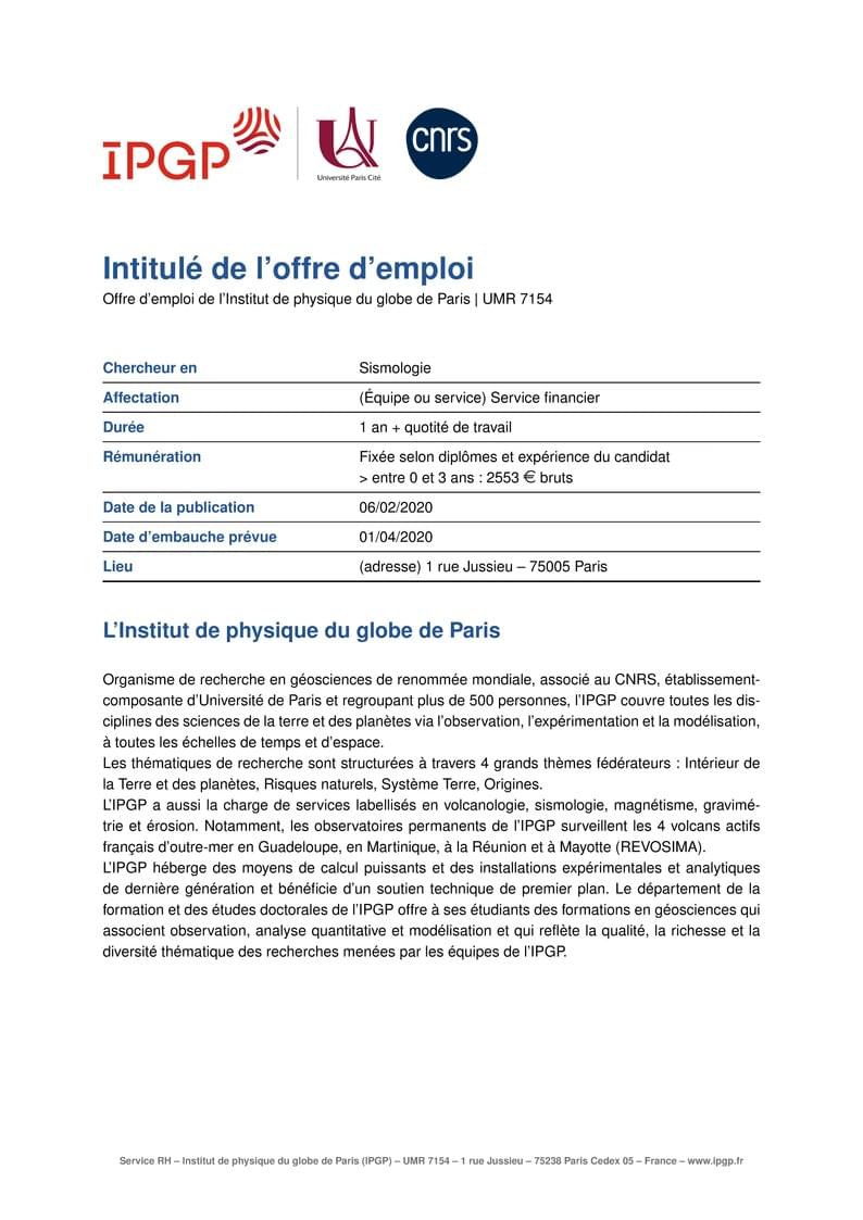 IPGP Offres Emploi