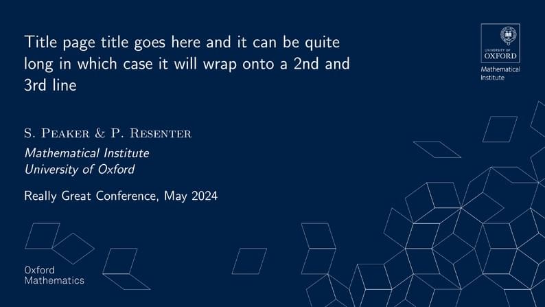 Oxford Mathematical Institute Beamer Presentation