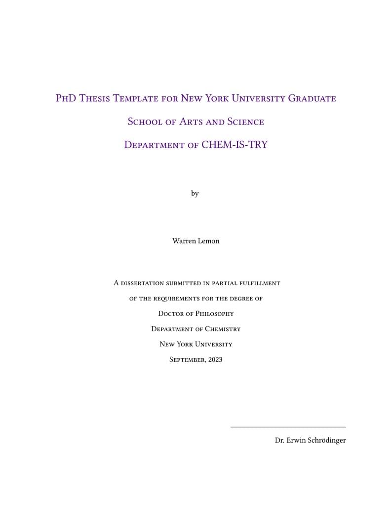 New York University PhD Dissertation Template (GSAS Approved 2025)