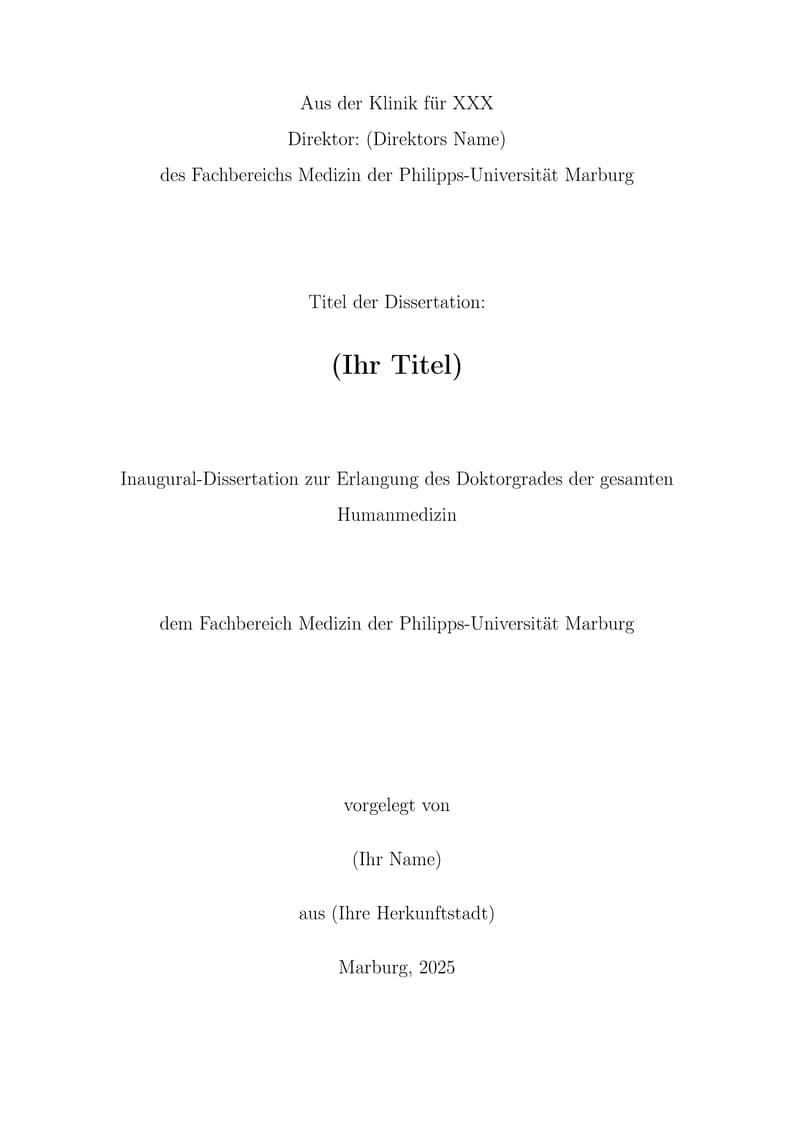 Eine Vorlage für Doktorarbeit an Uni Marburg (UMR)