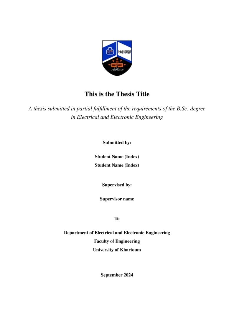 University of Khartoum, EEE bachelor's thesis template
