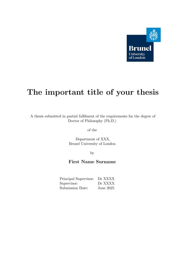 Brunel University of London - PhD Thesis Template