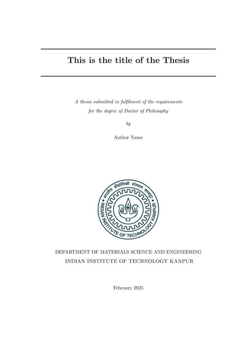 IIT Kanpur PhD and MTech Thesis template