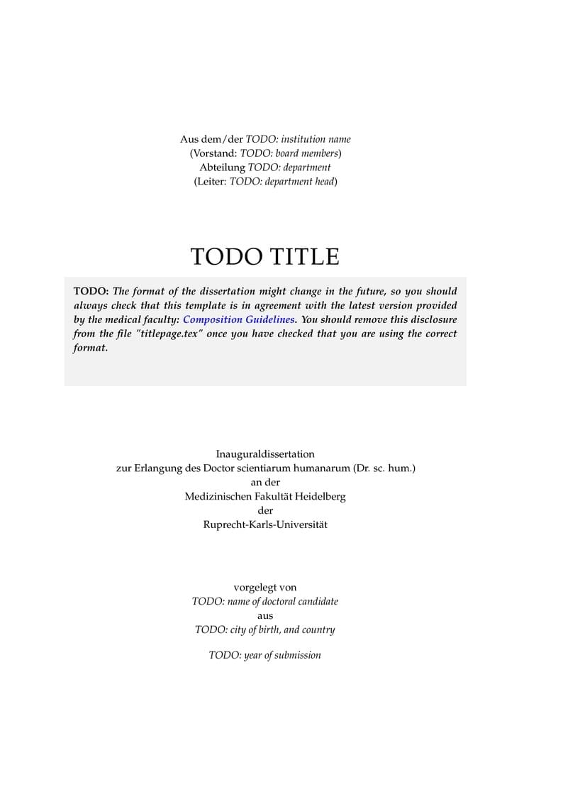 Heidelberg University Medical Faculty Doctoral Thesis
