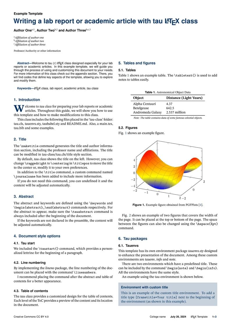 Tau Class - Lab Report Template