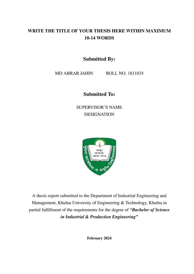 KUET B.Sc. Thesis TEMPLATE - Md Abrar Jahin