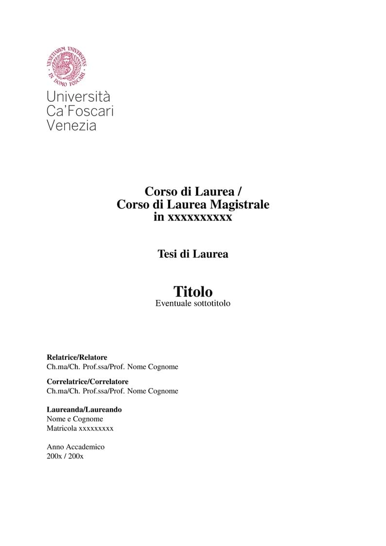 Ca' Foscari University of Venice - Thesis Template