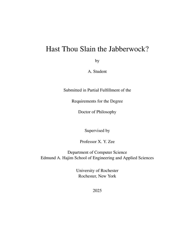 University of Rochester Dissertation