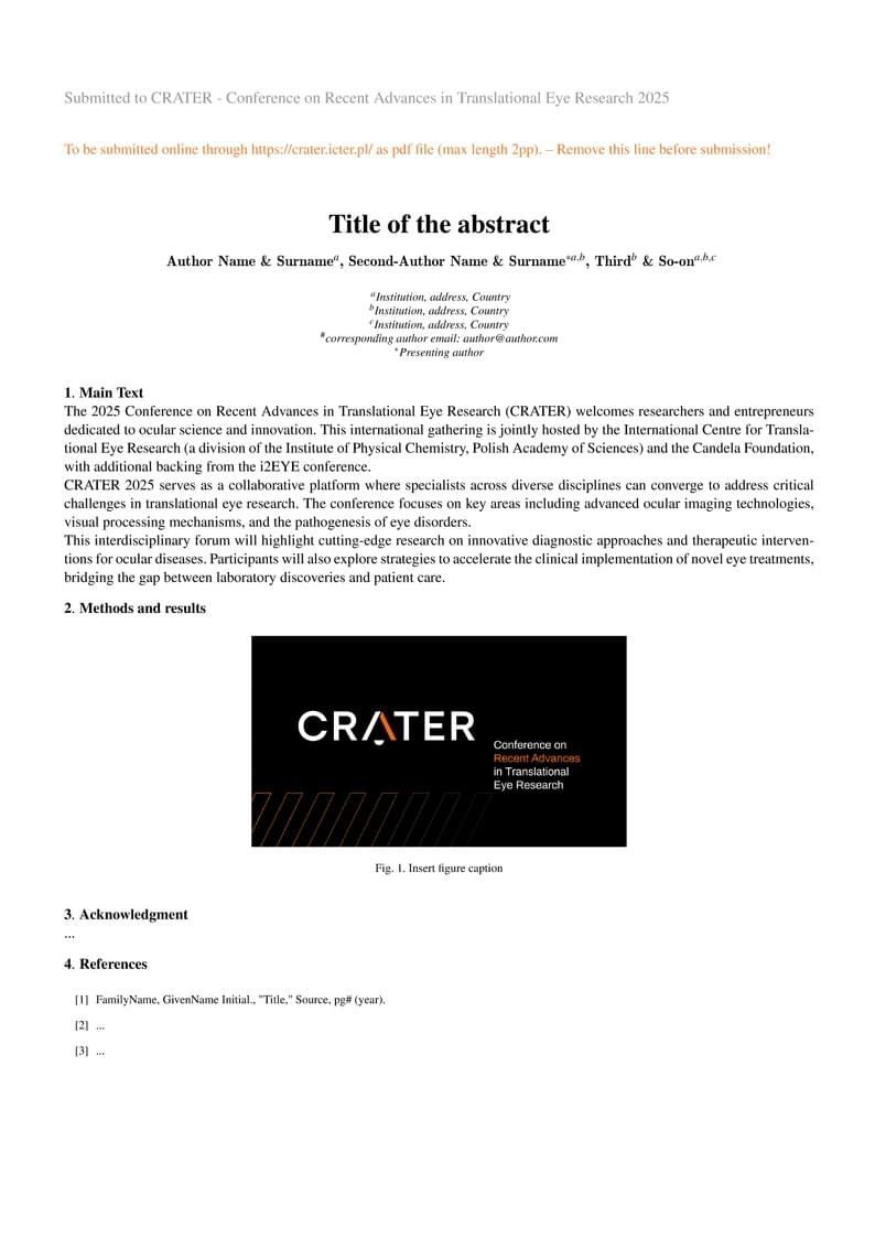 Abstract template for CRATER 2.0