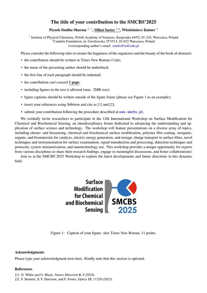 Abstract template for SMCBS'2025
