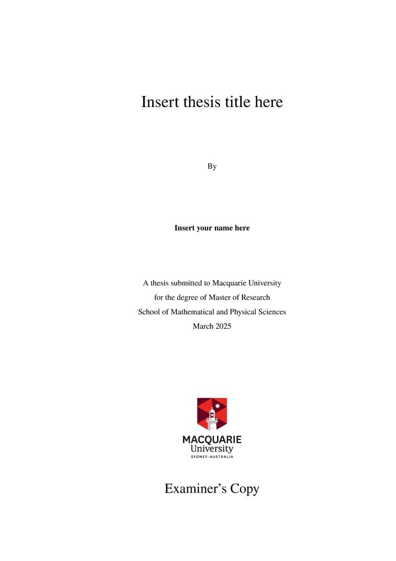 Macquarie University PhD and MRes Thesis