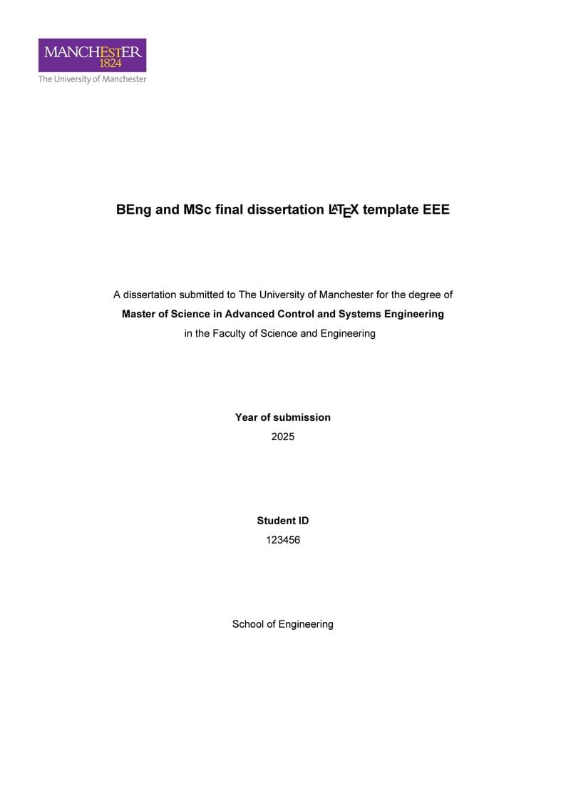 MSc and BEng Dissertation Template the University of Manchester EEE