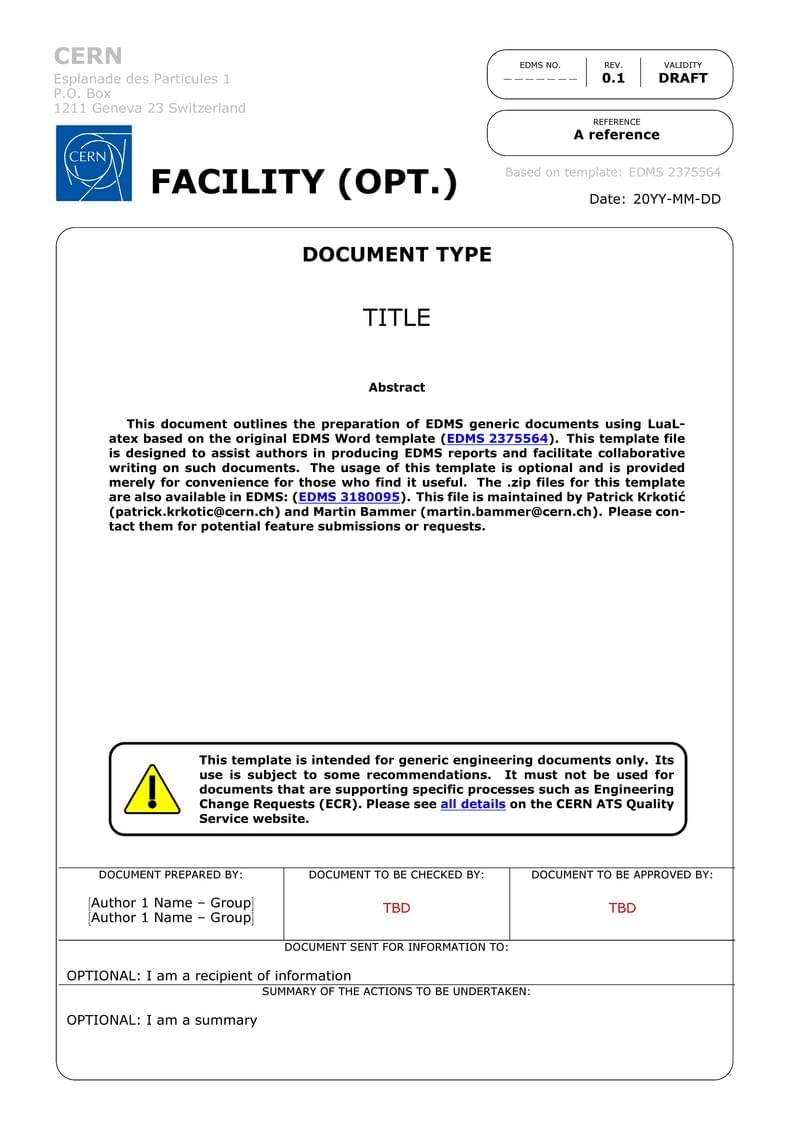 CERN Generic Engineering Document