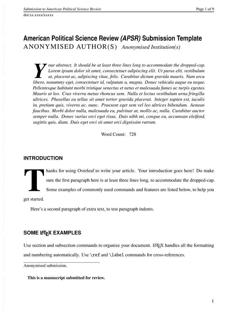 APSR - American Political Science Review Submission Template