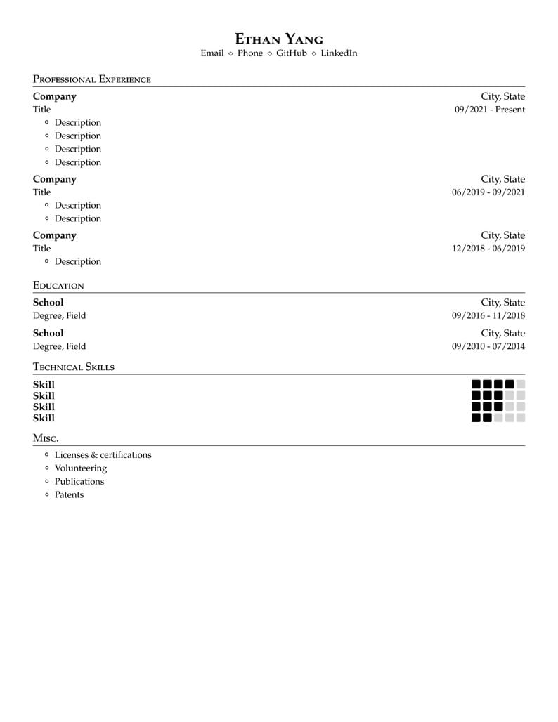 Ethan's Résumé Template