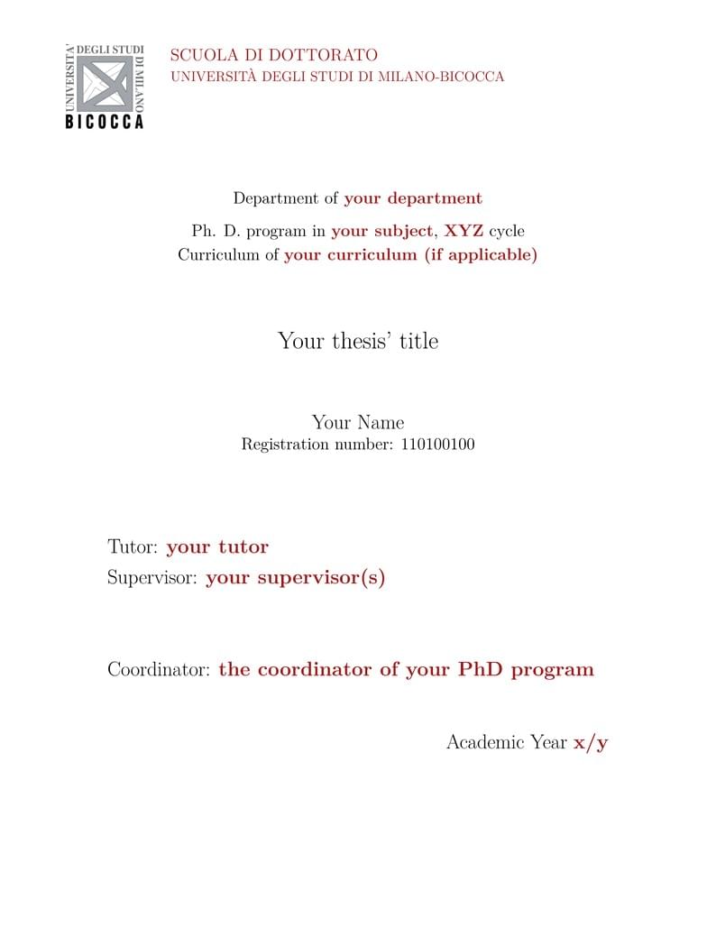 PhD Thesis template Milano-Bicocca (UniMiB)