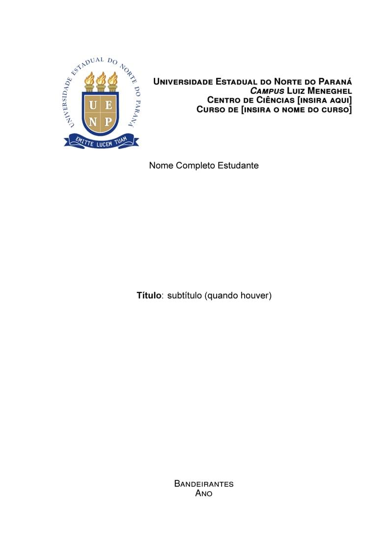 Capa e folha de rosto | Universidade Estadual do Norte do Paraná (UENP)