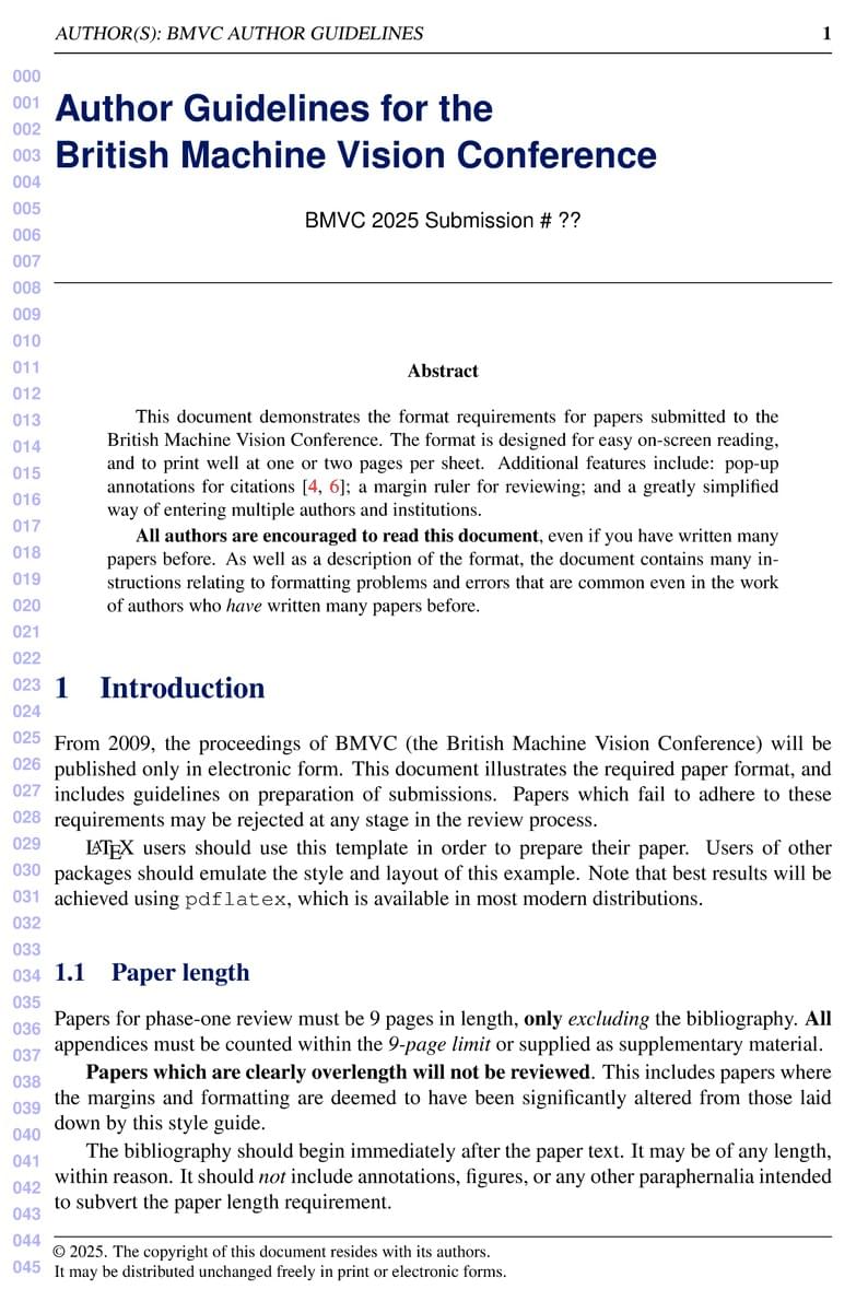 Author Guidelines for the British Machine Vision Conference 2025