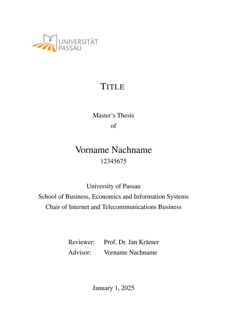 University of Passau - ITW Thesis Template - Chair Prof. Krämer