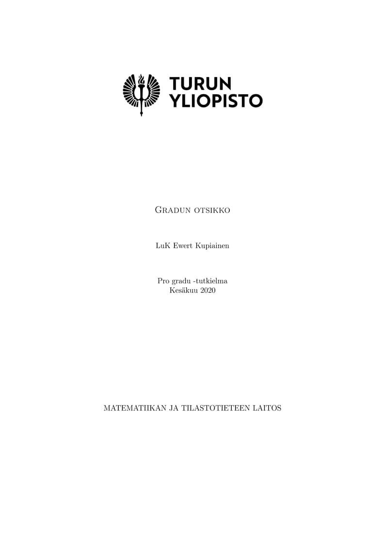 UTU Math&Stat Luk ja Pro gradu -tutkielmapohja