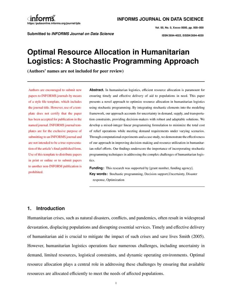 Template for INFORMS Journal on Data Science