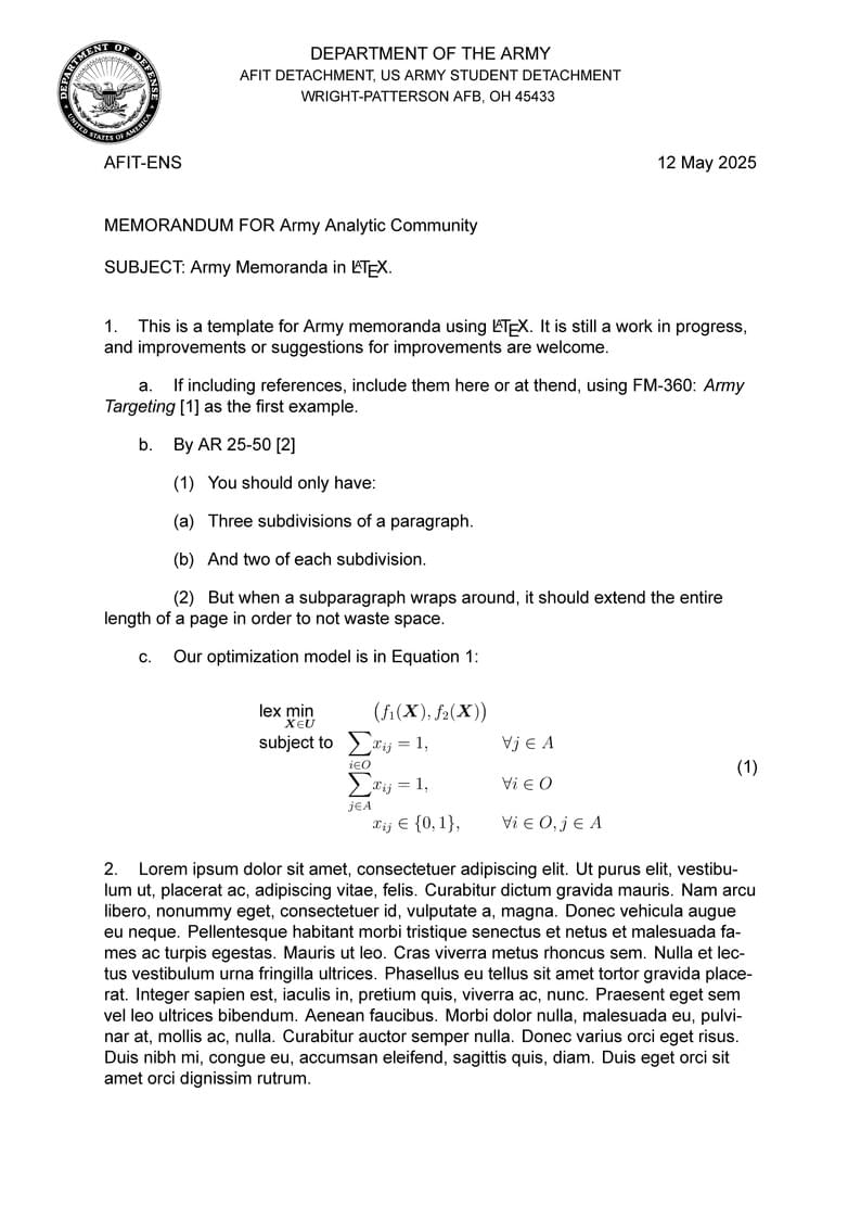 Army Memo Template