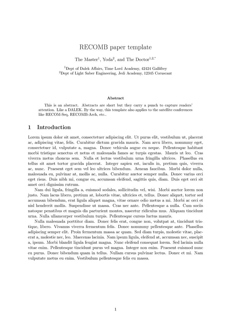 RECOMB paper template