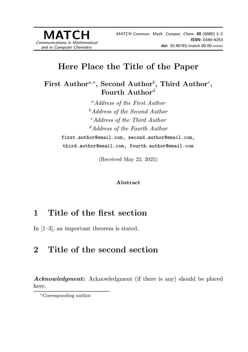 MATCH Communications in Mathematical and in Computer Chemistry