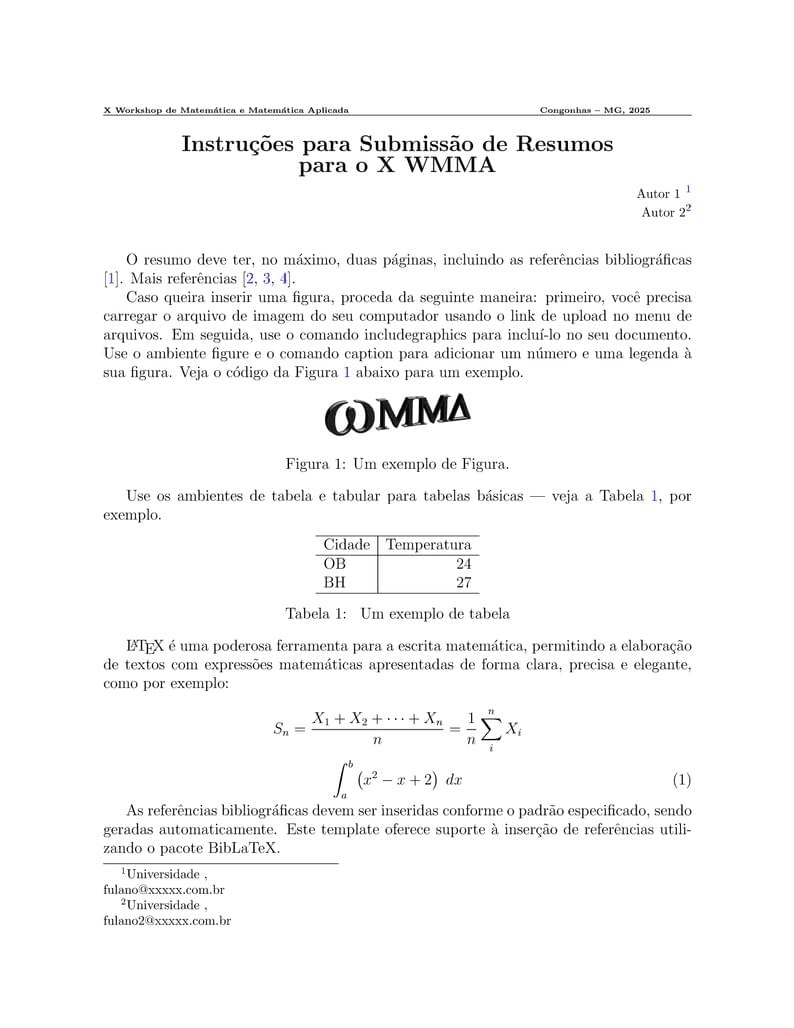 Modelo para Submissão de Resumos para o WMMA 2025