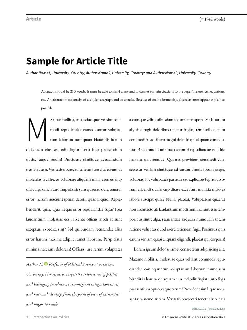 Perspectives on Politics (PPS)