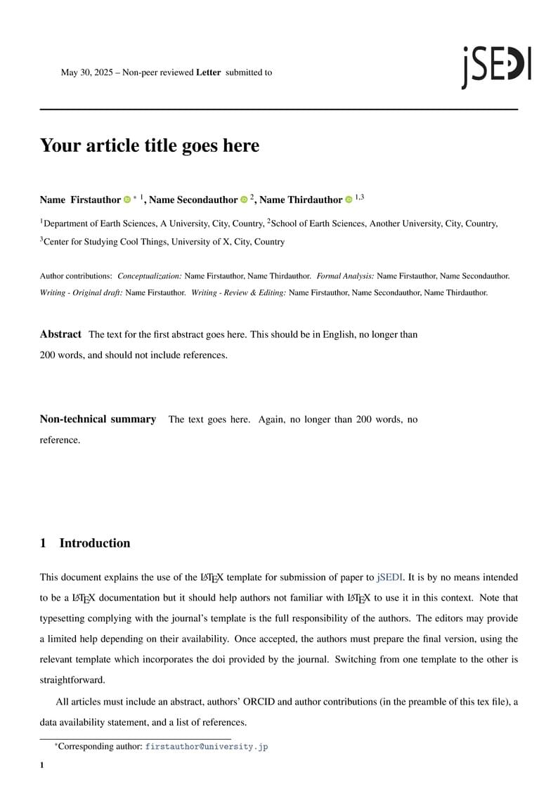 jSEDI submission template