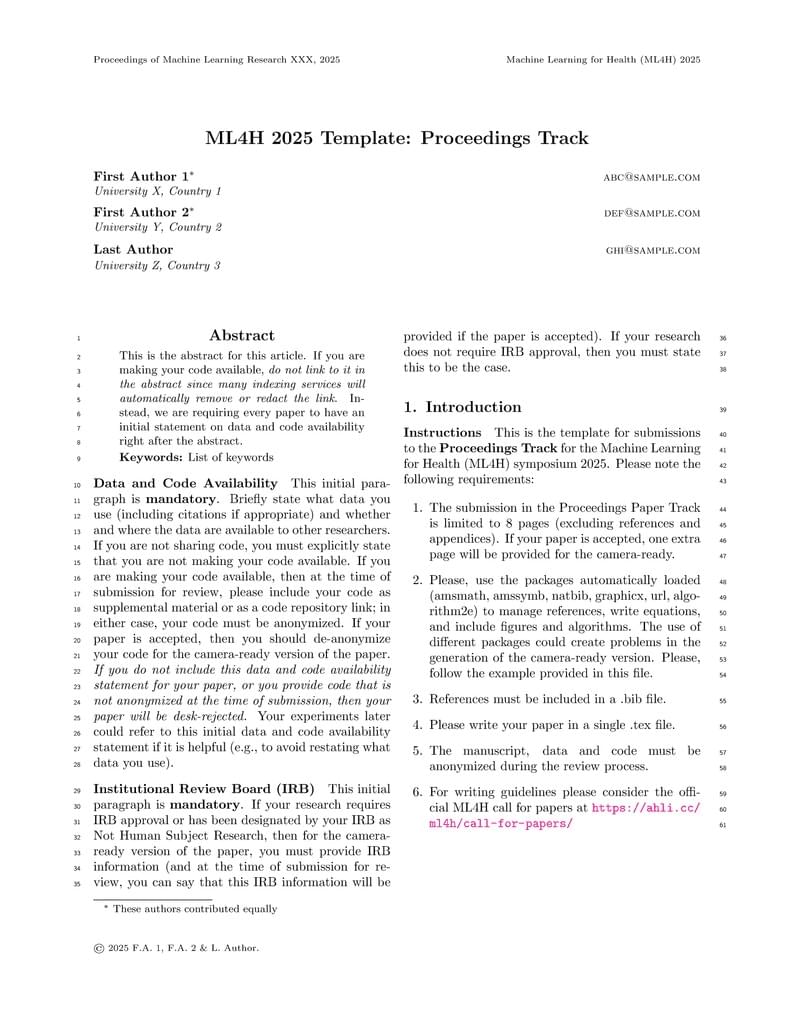 ML4H 2025 Proceedings Template
