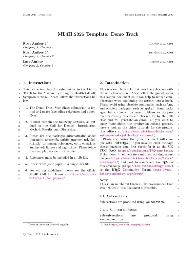 ML4H 2025 Demo Template