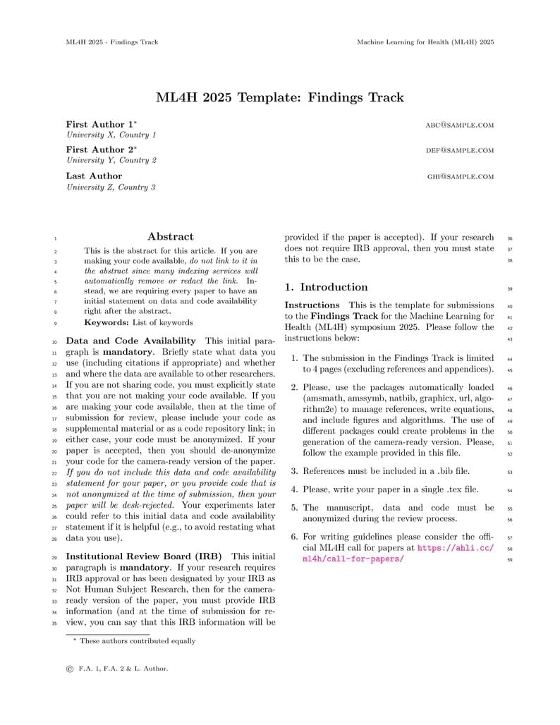 ML4H 2025 Findings Template