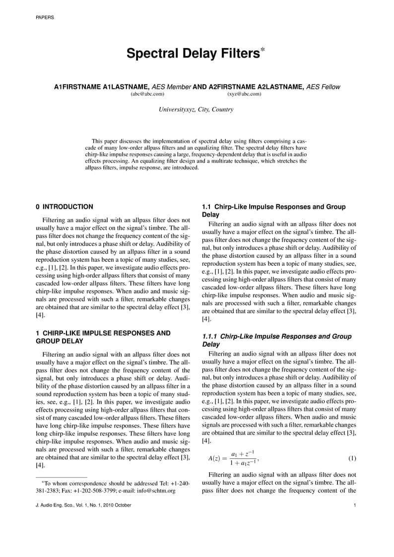 Journal of the Audio Engineering Society  (JAES) template