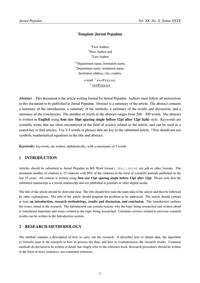 Pepadun Journal Template