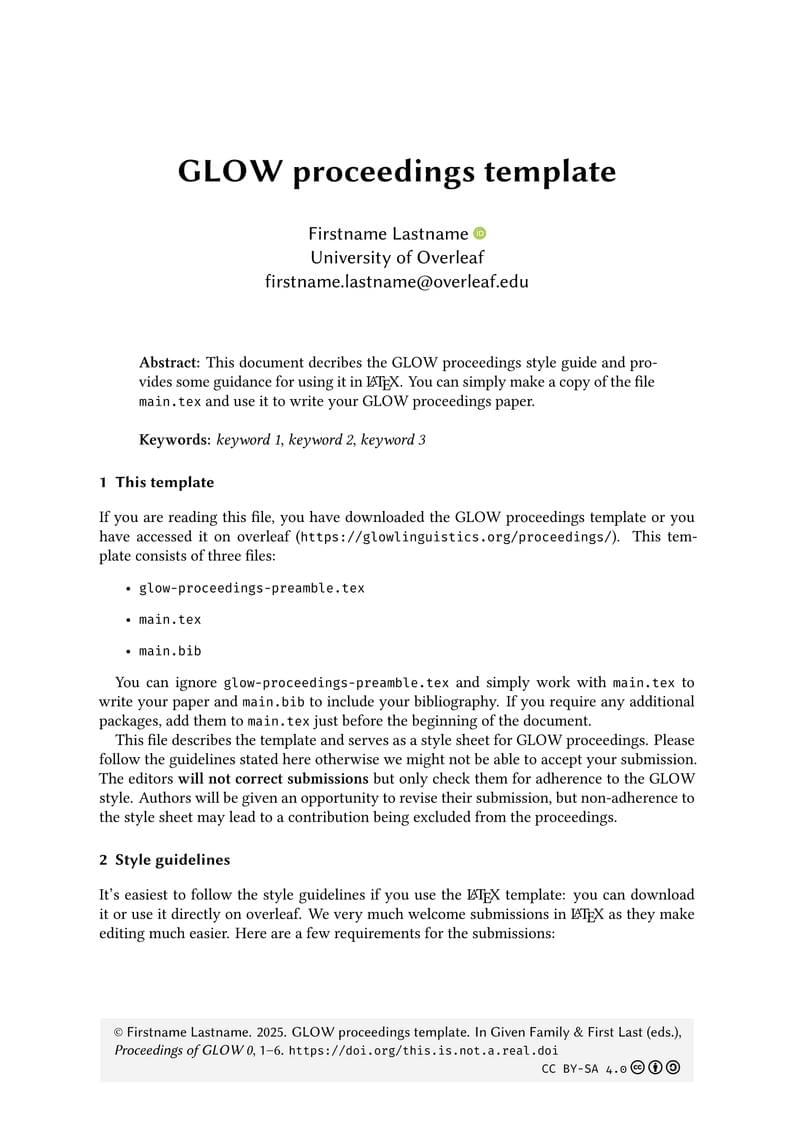 GLOW proceedings template